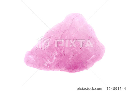 pink, quartz mineral stone on a white background 124891544