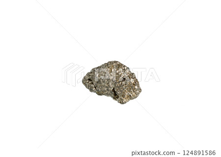 pyrite mineral stone macro on white background 124891586