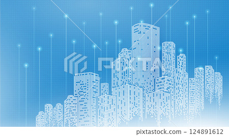 City buildings abstract background. Smart city, urban concept, real estate, organization office 124891612