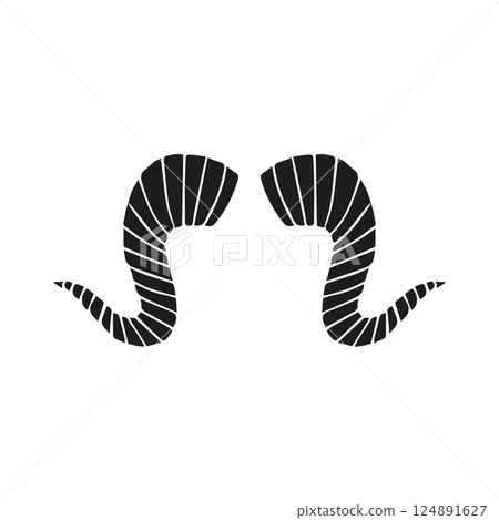 Vector hand drawn sketch doodle goat horns Vector hand drawn sketch doodle goat horns 124891627