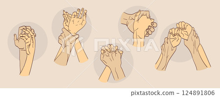 Illustration of two lovers holding hands. 124891806