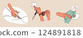 Human hands create handmade work, sewing tools and accessories 124891818