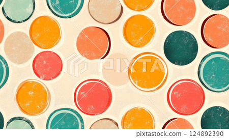 Colorful retro circles design, seamless pattern for home decor, textile prints and artistic backgrounds. 124892390