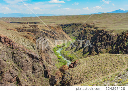 mountain river in almaty region. river with clean drinking water in kazakhstan 124892428