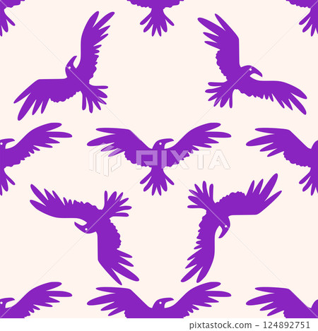 Silhouettes Magic symbols seamless pattern, with magical elements such as snake, eye, tarot cards, hand, skull. Witchcraft theme symbols and elements 124892751