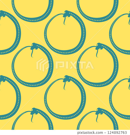 Silhouettes Magic symbols seamless pattern, with magical elements such as snake, eye, tarot cards, hand, skull. Witchcraft theme symbols and elements 124892763