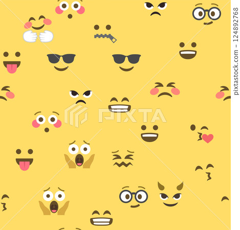 Seamless pattern of emoticons and emoji, emoji vector illustration, emoji background for social network Seamless pattern of emoticons and emoji, emoji vector illustration, emoji background for social network 124892768