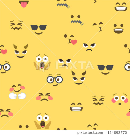 Seamless pattern of emoticons and emoji, emoji vector illustration, emoji background for social network Seamless pattern of emoticons and emoji, emoji vector illustration, emoji background for social network 124892770