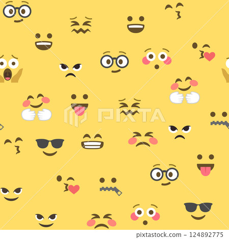 Seamless pattern of emoticons and emoji, emoji vector illustration, emoji background for social network Seamless pattern of emoticons and emoji, emoji vector illustration, emoji background for social network 124892775