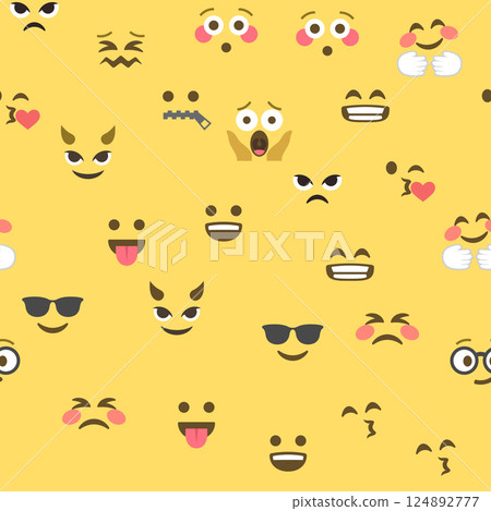 Seamless pattern of emoticons and emoji, emoji vector illustration, emoji background for social network Seamless pattern of emoticons and emoji, emoji vector illustration, emoji background for social network 124892777