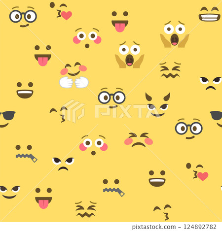 Seamless pattern of emoticons and emoji, emoji vector illustration, emoji background for social network Seamless pattern of emoticons and emoji, emoji vector illustration, emoji background for social network 124892782
