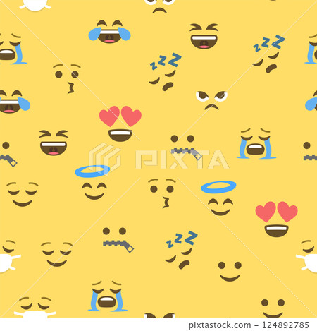 Seamless pattern of emoticons and emoji, emoji vector illustration, emoji background for social network Seamless pattern of emoticons and emoji, emoji vector illustration, emoji background for social network 124892785