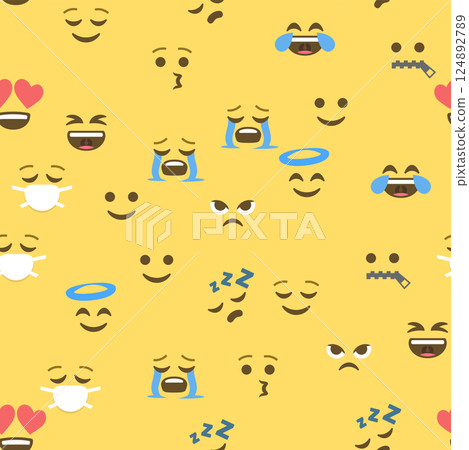 Seamless pattern of emoticons and emoji, emoji vector illustration, emoji background for social network 124892789