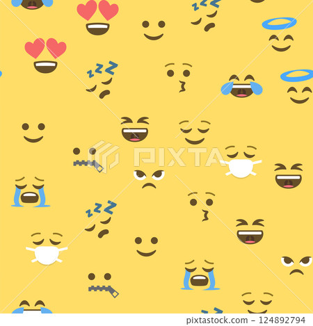 Seamless pattern of emoticons and emoji, emoji vector illustration, emoji background for social network 124892794