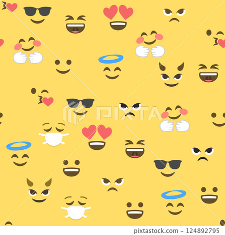 Seamless pattern of emoticons and emoji, emoji vector illustration, emoji background for social network Seamless pattern of emoticons and emoji, emoji vector illustration, emoji background for social network 124892795