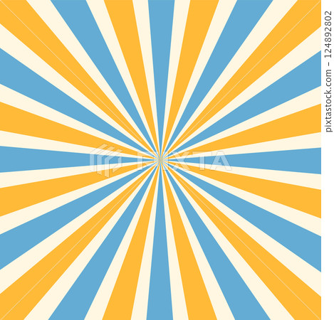 Circus background and spiral retro rays vector pattern. Vintage poster of red white sun or star burst radial lines with grunge texture, circus, carnival, summer fair or chapiteau backdrop 124892802