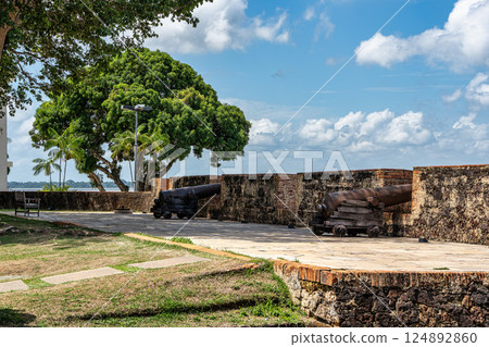 Historic fort called Forte do Presepio at Belem, Para, Brazil. It hosts the Encounter Museum, Museu do Encontro Historic fort called Forte do Presepio at Belem, Para, Brazil. It hosts the Encounter Museum, Museu do Encontro 124892860