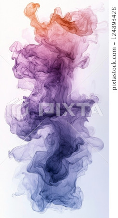 Vibrant purple and pink ink swirling pattern in water creating an abstract design 124893428