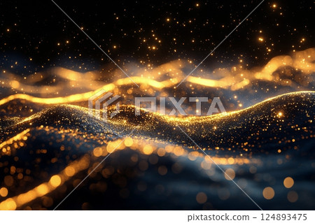 Swirling waves of orange and gold create a mesmerizing abstract background 124893475