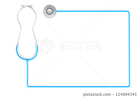 Blue stethoscope as frame for text, 3D rendering Blue stethoscope as frame for text, 3D rendering 124894343