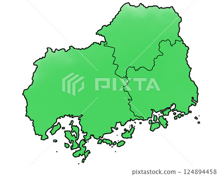 廣島縣區域劃分略顯粗略的地圖 廣島縣區域劃分略顯粗略的地圖 124894458