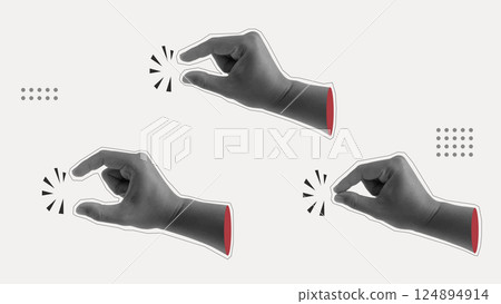 halftone hand arm gesture trendy retro element collage isolated collection. hands finger monochrome grunge vintage art set banner poster dot. concept design hold background illustration. halftone hand arm gesture trendy retro element collage isolated collection. hands finger monochrome grunge vintage art set banner poster dot. concept design hold background illustration. 124894914