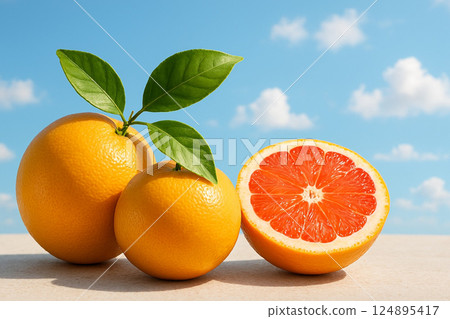 Freshly picked oranges 124895417