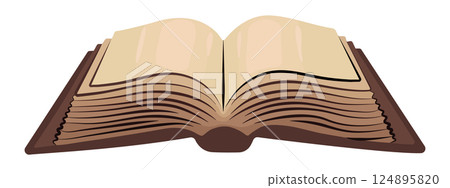 Old single open book blank pages, template with empty paper, dark academy literature, big vintage opened book, vector color illustration isolated on white Old single open book blank pages, template with empty paper, dark academy literature, big vintage opened book, vector color illustration isolated on white 124895820