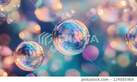 A fantastic world of light with dancing soap bubbles 124895969