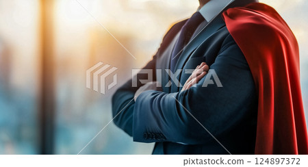 Superhero cape, motivational business concept 124897372