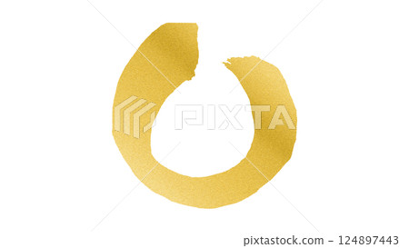 Circle, brush writing, circle, handwritten characters, gold illustration material, white background, png 124897443