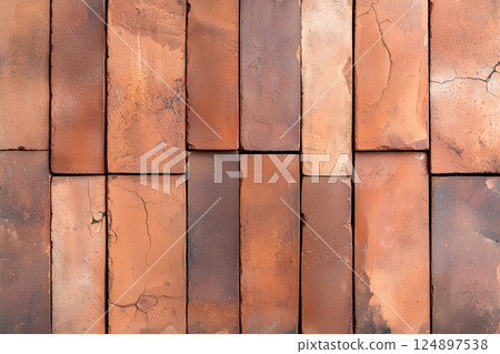 有深裂縫的舊磚牆,城市廢墟氛圍 有深裂縫的舊磚牆,城市廢墟氛圍 124897538