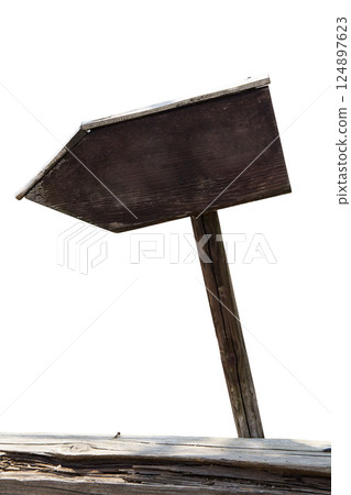 Old wooden sign on white background 124897623