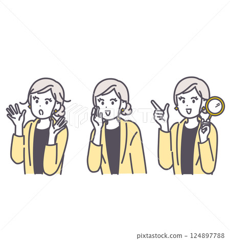 Illustration material of a woman in various poses Illustration material of a woman in various poses 124897788