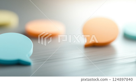 Colorful chat symbols closeup, social media and digital dialogue concept 124897840