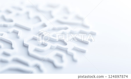 Digital maze pattern on white smooth surface, abstract thinking and AI process 124897874