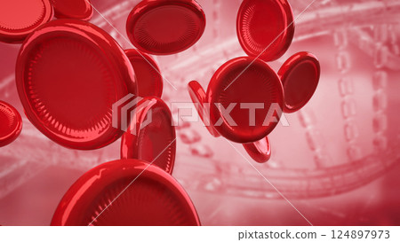 The Red Blood cell for Sci or medical concept 3d Rendering. 124897973