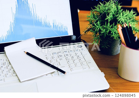 Business image graph and computer chart desk work 124898045