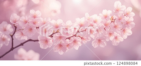 Cherry blossoms in soft pink hues against a dreamy background 124898084