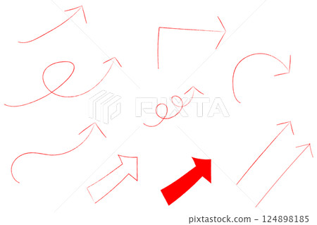 Simple hand drawn red arrow illustration Simple hand drawn red arrow illustration 124898185