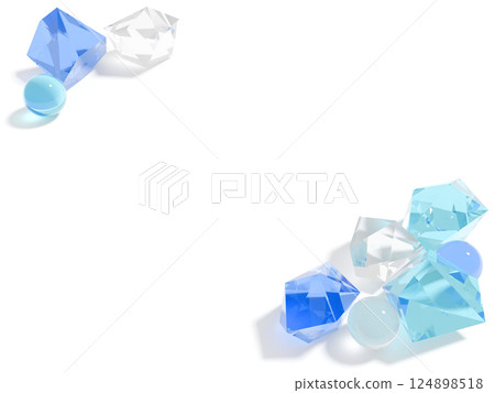 3DCG frame background with cool, jewel-like glass stones 3DCG frame background with cool, jewel-like glass stones 124898518