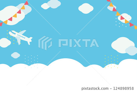 天空、花環和飛機的背景插圖 124898958