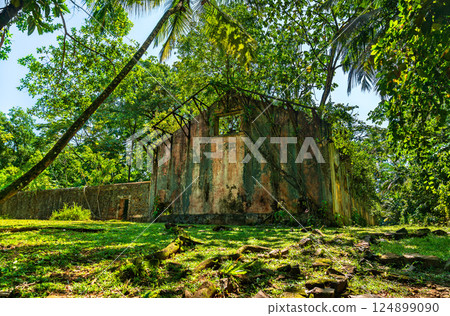 Old ruins of notorious penal colony in Saint Joseph Island, Salvation Islands, French Guiana, South America 124899090