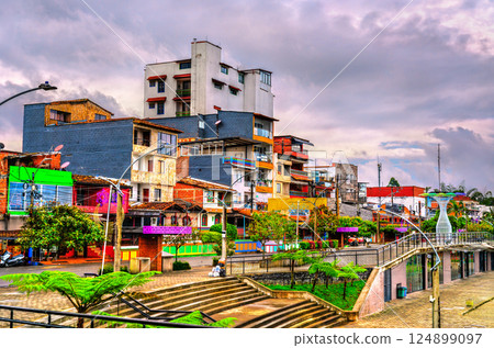 Skyline of Guatape town. Major tourist destination in Antioquia, Colombia 124899097