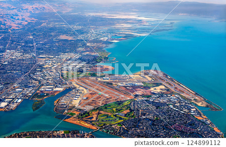 Aerial view of Oakland International Airport in the San Francisco Bay Area, California, United States Aerial view of Oakland International Airport in the San Francisco Bay Area, California, United States 124899112