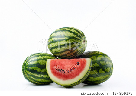 A pile of watermelons on a white background 124899173