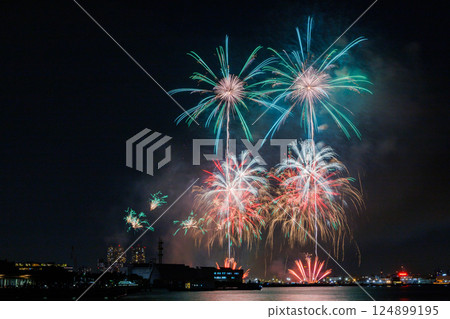 絢麗的煙火為夏日的夜空增添色彩 124899195