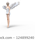 穿著玻璃拖鞋的可愛天使3DCG插畫素材 124899240