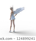 穿著玻璃拖鞋的可愛天使3DCG插畫素材 124899241