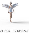 穿著玻璃拖鞋的可愛天使3DCG插畫素材 124899242